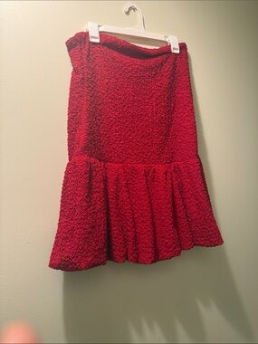 H&M Red Textured Ruffle Hem Women’s Dress size large